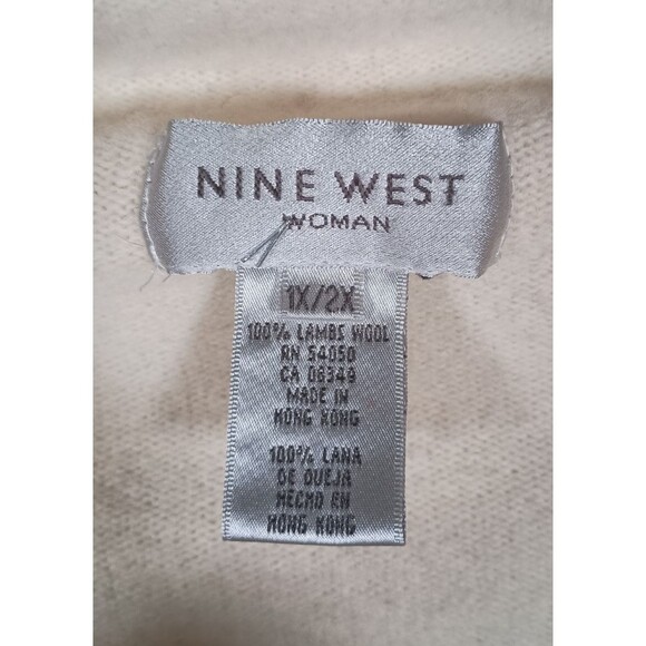 Nine West Lambs Wool Heavy Off White Womens Open Drape Plus Cardigan Size 1X 2X - Picture 2 of 7